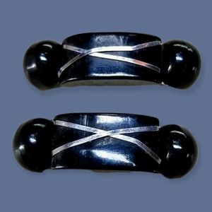 Vintage 1920s Art Deco Black Lucite Shoe Clips
